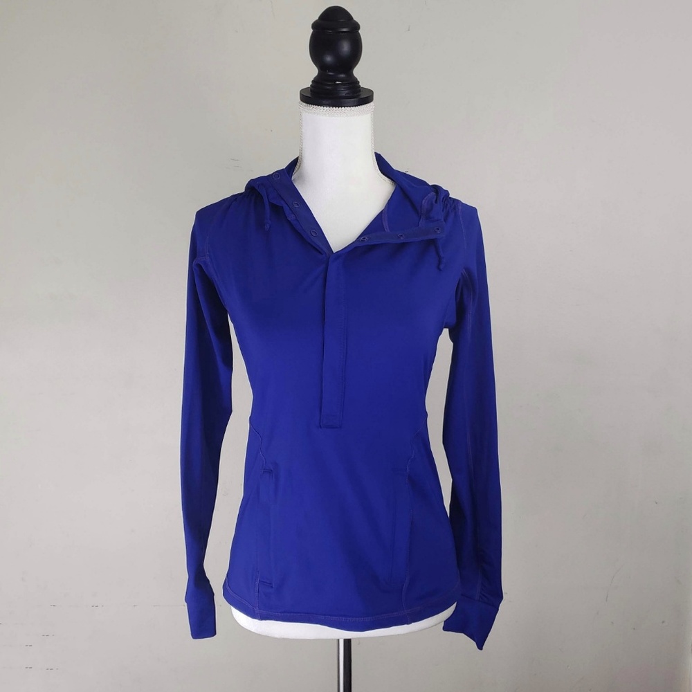 Athleta Royal Blue Snap Closure Hoodie